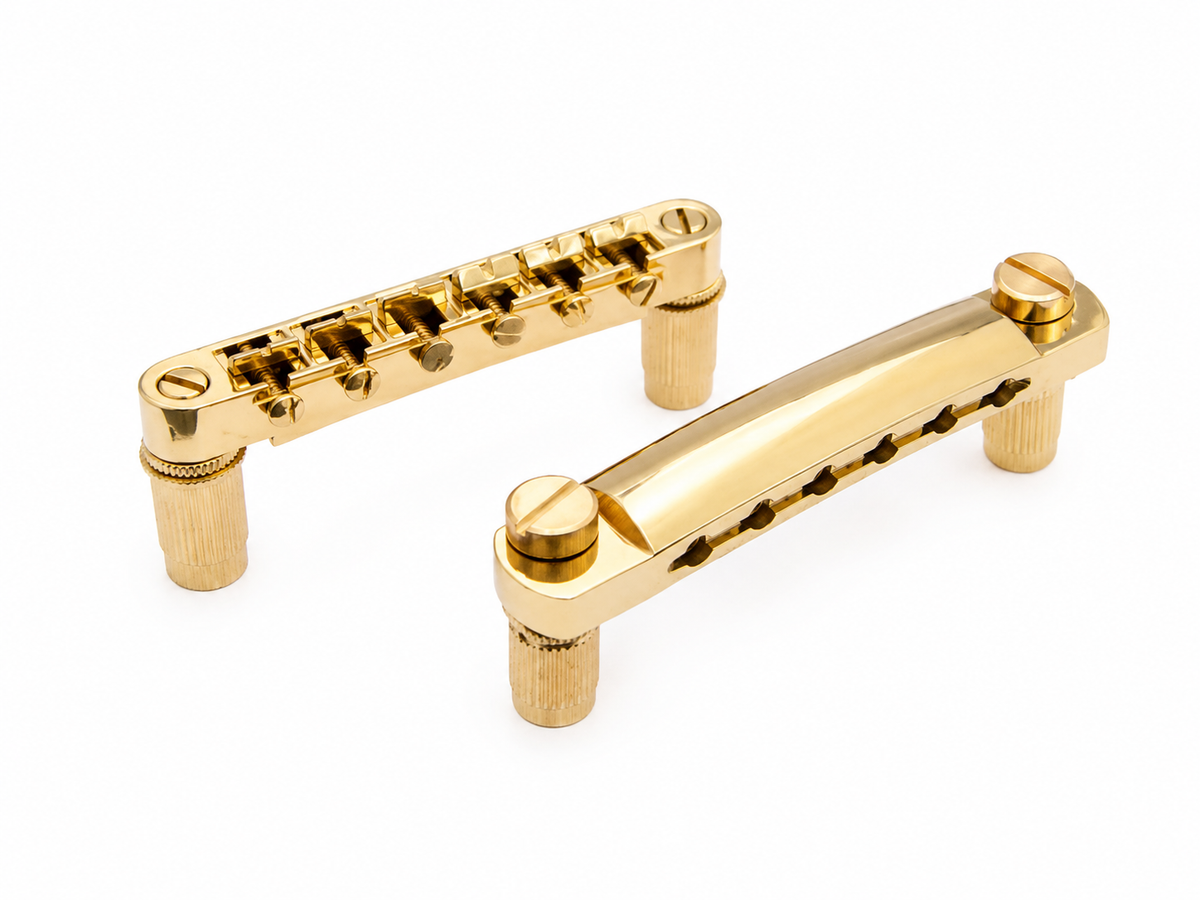 Gold Fixed Bridge & Stop Tailpiece Set – 6 String Electric Guitar