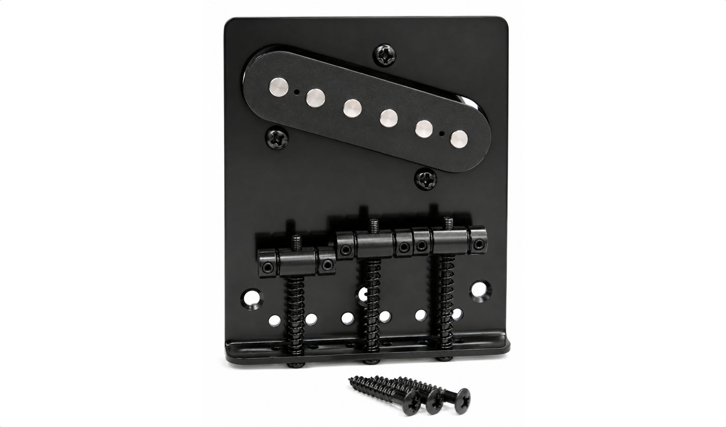 Freo Guitars Vintage Tele-Style 3-Saddle Bridge & Pickup Assembly – Black