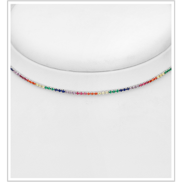 Stirling Silver Multi Stone Choker