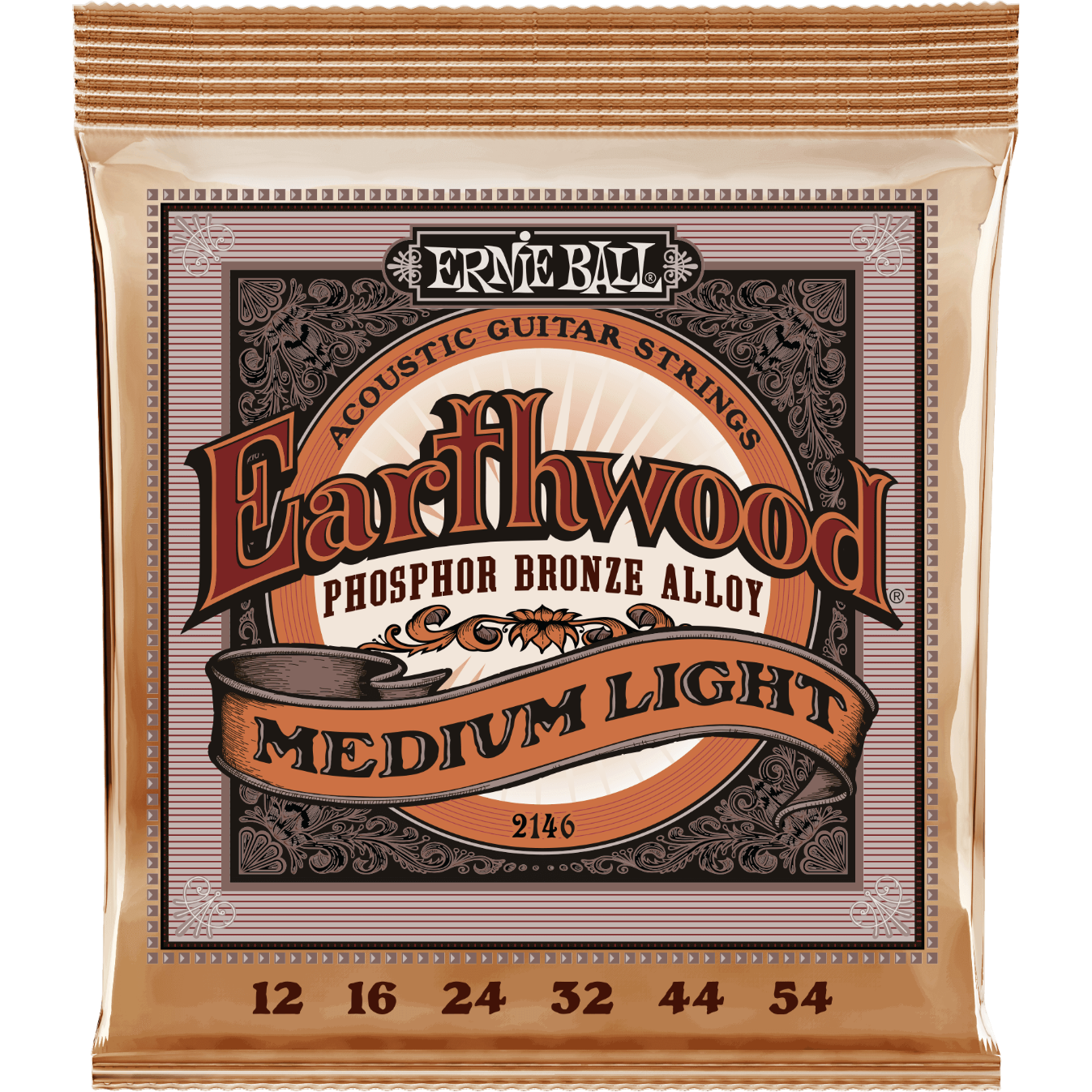 Ernie Ball Earthwood Medium LIght Phosphor Bronze Acoustic Guitar Strings 12-54 Gauge