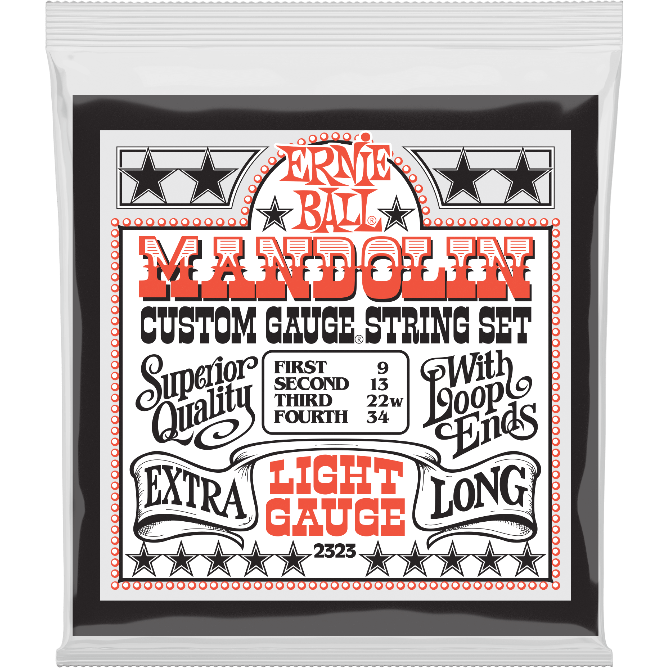 Ernie Ball Light Loop End Stainless Steel Mandolin Guitar Strings 9-34 Gauge