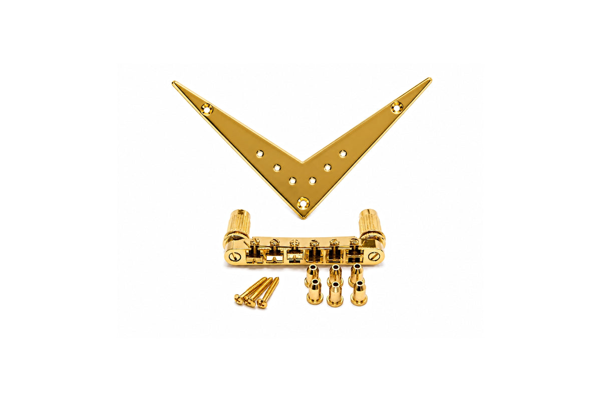 Freo Guitars V-Style Tailpiece & Adjustable Bridge Set – Gold