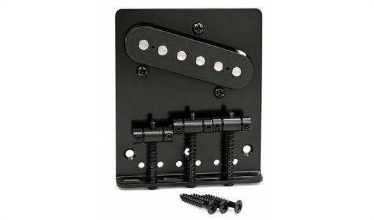 Freo Guitars Vintage Tele-Style 3-Saddle Bridge & Pickup Assembly – Black