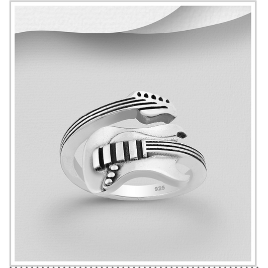 Stirling Silver Bass Guitar Ring