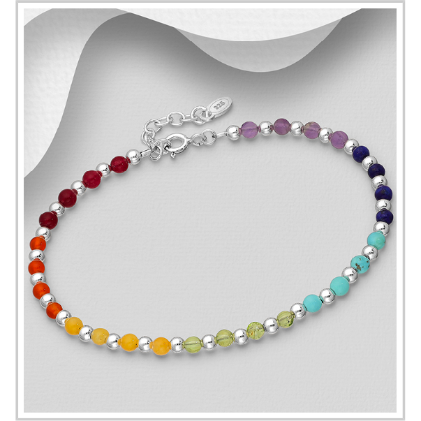 925 Sterling Silver Chakra Bracelet