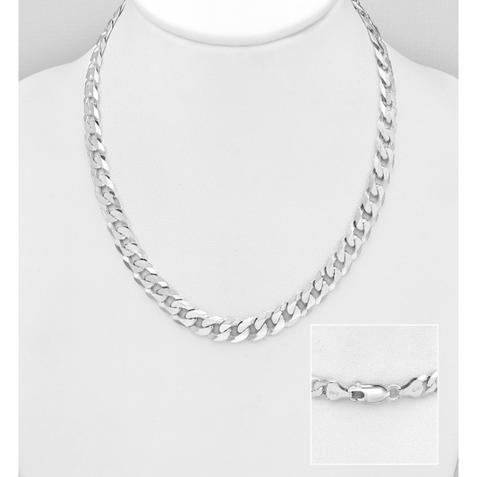 Chunky 925 Sterling Silver Curb Chain, Made in Italy.