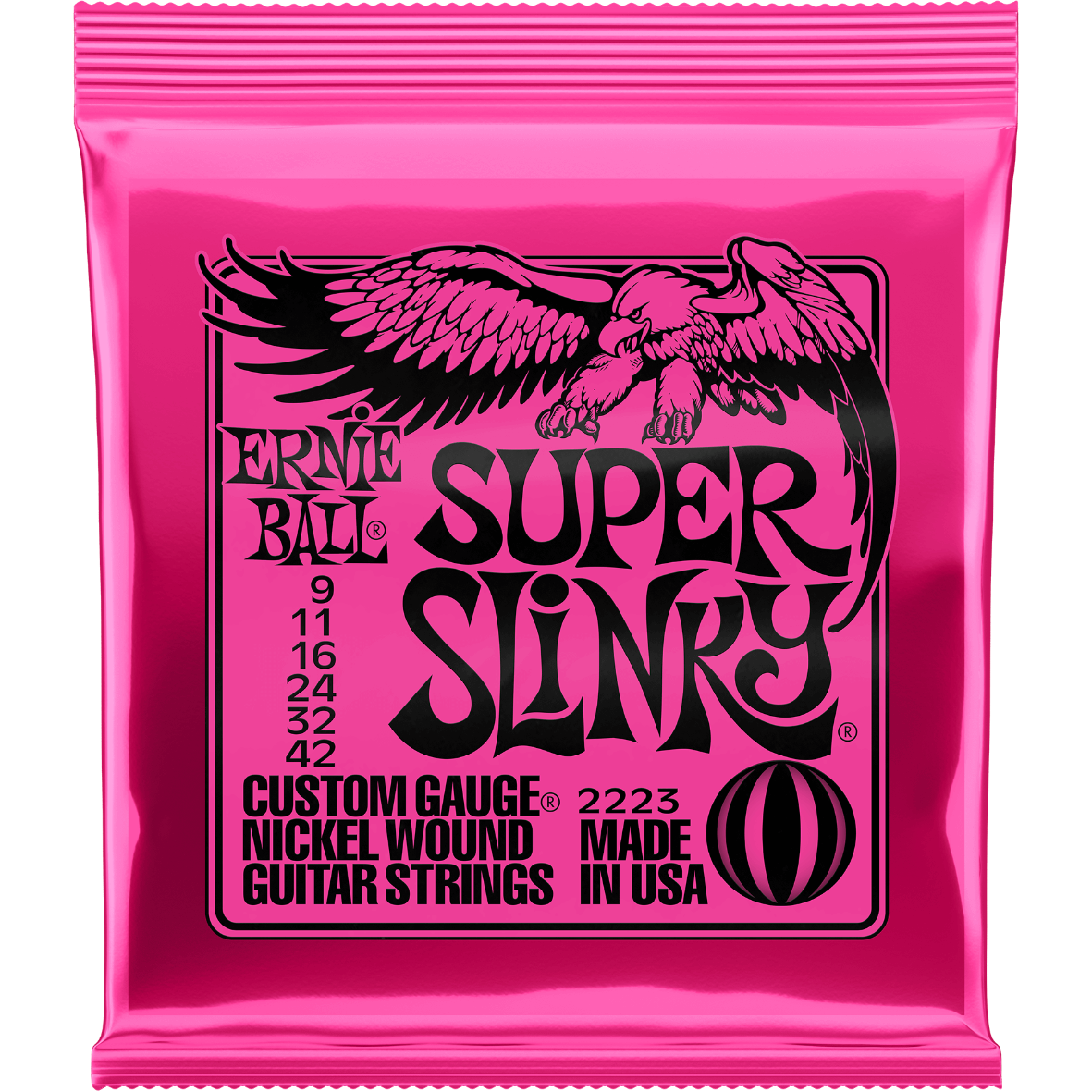 Ernie Ball Super Slinky Nickel Wound Electric Guitar Strings 9-42 Gauge