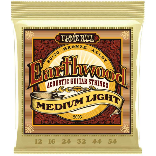 Ernie Ball Earthwood Medium Light 80/20 Acoustic Guitar Strings 12-54 Gauge