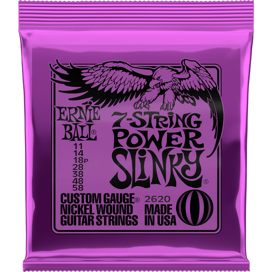 Ernie Ball Power Slinky 7 - String Nickle Wound Electric Guitar Strings 11-58 Gauge