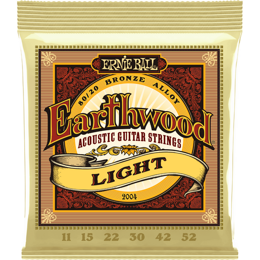 Ernie Ball Earthwood Light 80/20 Bronze Acoustic Guitar Strings 11-52 Gauge