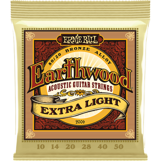 Ernie Ball Earthwood Extra Light 80/20 Bronze Acoustic Guitar Strings 10-50 Gauge