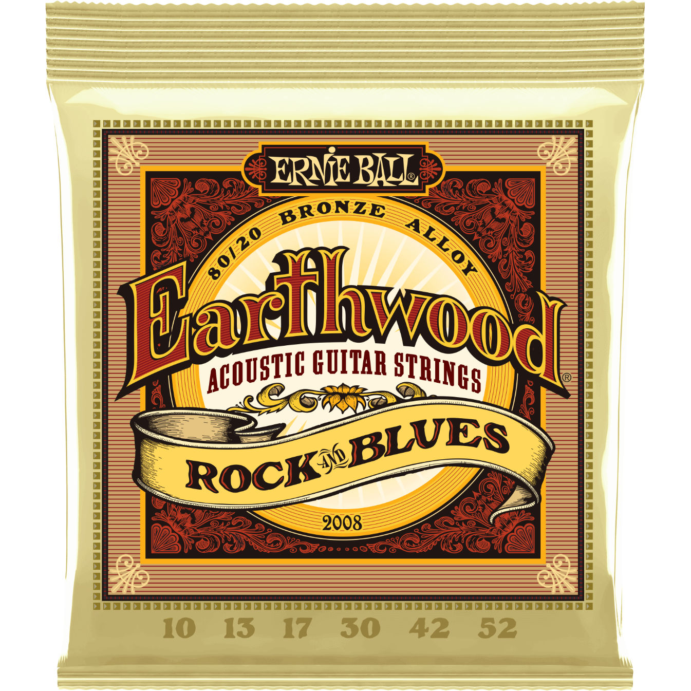 Ernie Ball Earthwood Rock And Blues W/Plain G 80/20 Bronze Acoustic Guitar Strings 10-52 Gauge