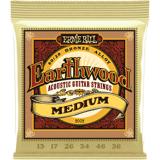 Ernie Ball Earthwood Medium 80/20 Bronze Acoustic Guitar Strings 13-56 Gauge